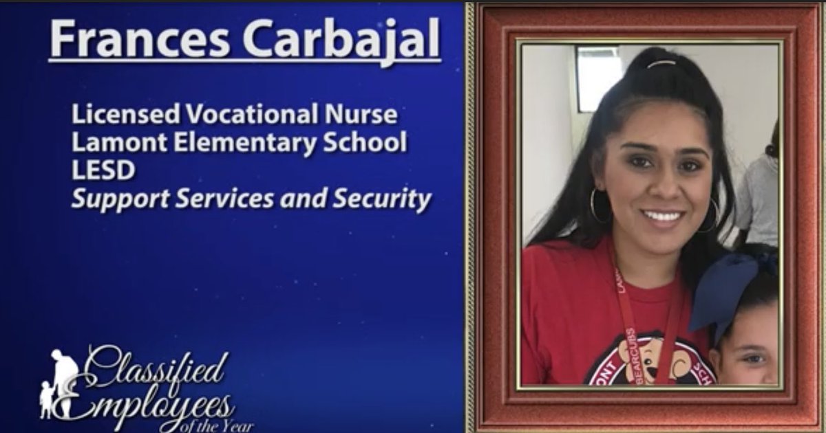 MarshallRichert's tweet photo. Congratulations Nurse Frances! We are so proud of you, this is very much deserved!  #WeAreLESD https://t.co/I4S13qqrHS
