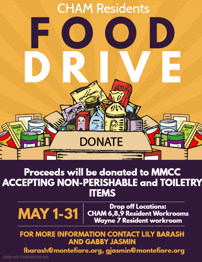Spread the word! Our Pediatric Residency Program is having a food donation drive to support those in need at the <a href="/MMCCenter/">Mosholu Montefiore Community Center</a> during these difficult times. We are accepting donations at the Children's Hospital until May 31st. <a href="/MontefioreNYC/">Montefiore Health System</a> <a href="/EinsteinMed/">Albert Einstein College of Medicine - Official</a>