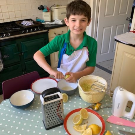 SFSOxford's tweet photo. This week’s Cook-along with Miss Chapman had the Pre-Prep boys donning their aprons and baking a delicious lemon drizzle cake for their families! #SFPrePrep #SFRemoteLearning #baking #cooking #lifeskills https://t.co/Y6q3RU5inK