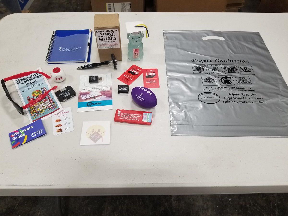 The <a href="/CCPS/">Charles County Public Schools</a> class of 2020 Project Graduation bags are going to be amazing this year... even though we can't throw you a party, we still have tons of great gifts for you! Coming to you next week...<a href="/CCProjectGrad/">CC Project Grad</a>