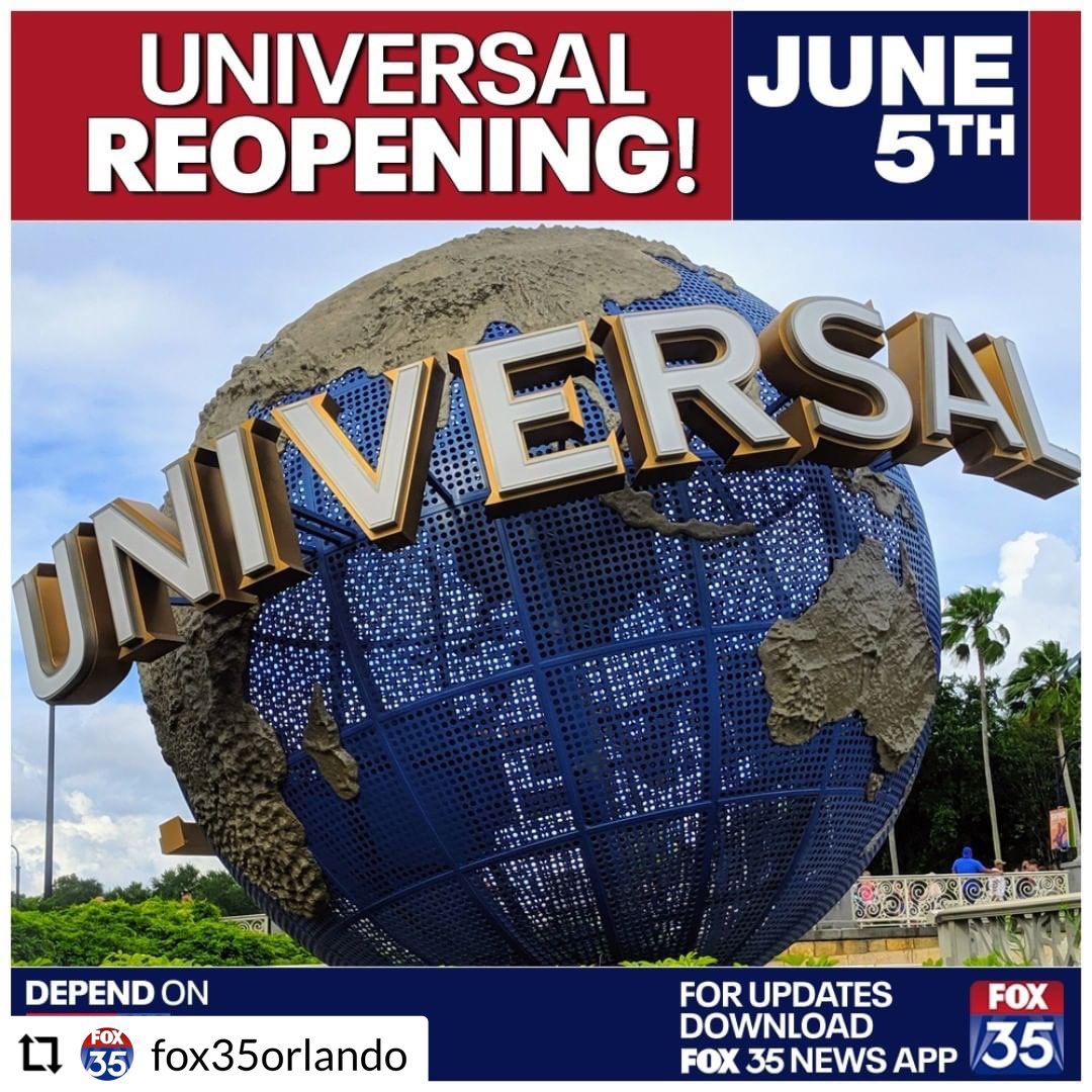 management407's tweet photo. #RepostPlus @fox35orlando
- - - - - -
Universal Orlando says it is officially reopening to all guests on June 5. The reopening includes all three of its theme parks: Universal Studios, Islands of Adventure and Volcano Bay. https://t.co/dLosHC5CKt
