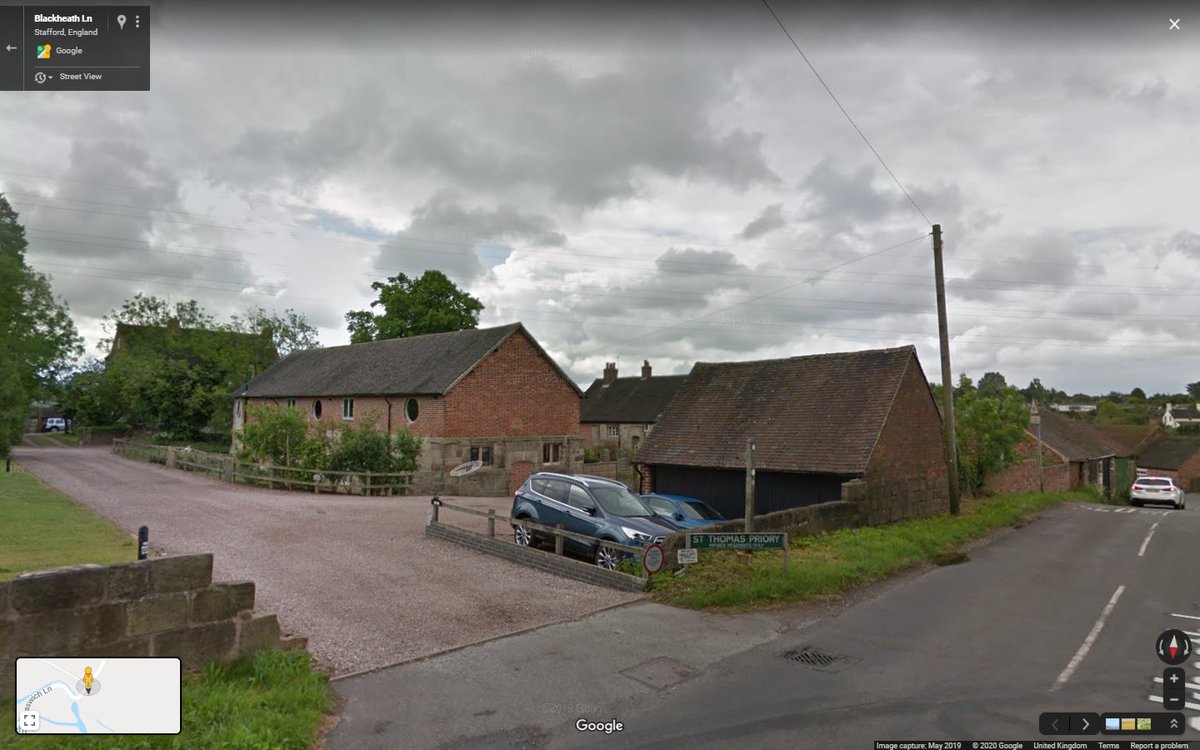 Stafford (Baswich) Priory, St Thomas the Martyr. Founded 1174 and one of the first churches dedicated to the Lad Himself. Surprising I can find bugger all on it. Lower parts of many buildings medieval ashlar, apparently corresponding with the church and refectory. Gross £181.