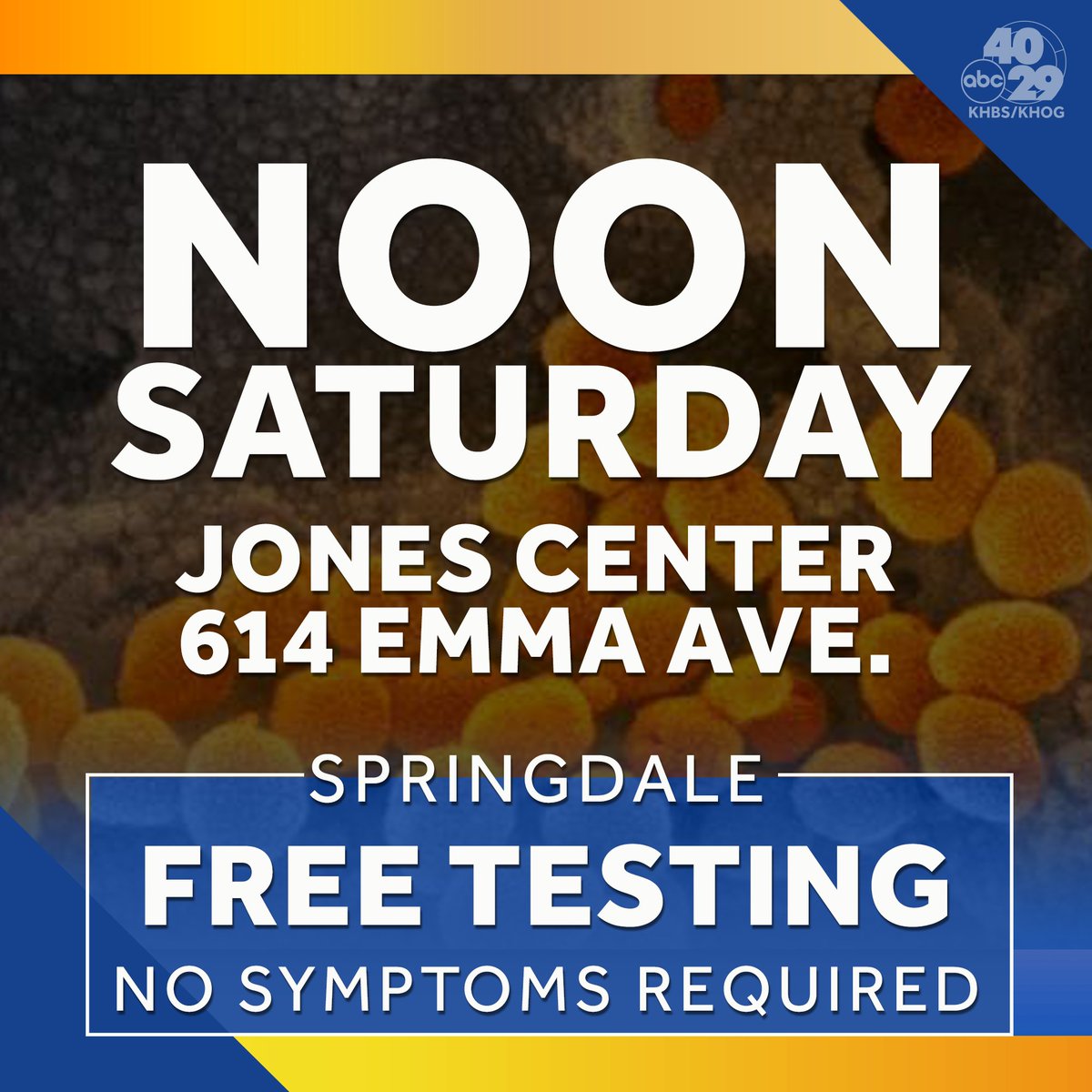 ‼😷 Anyone who wants to get tested in Springdale can get tested Saturday. bit.ly/2Xn7Nvn

#northwestarkansas #springdalear