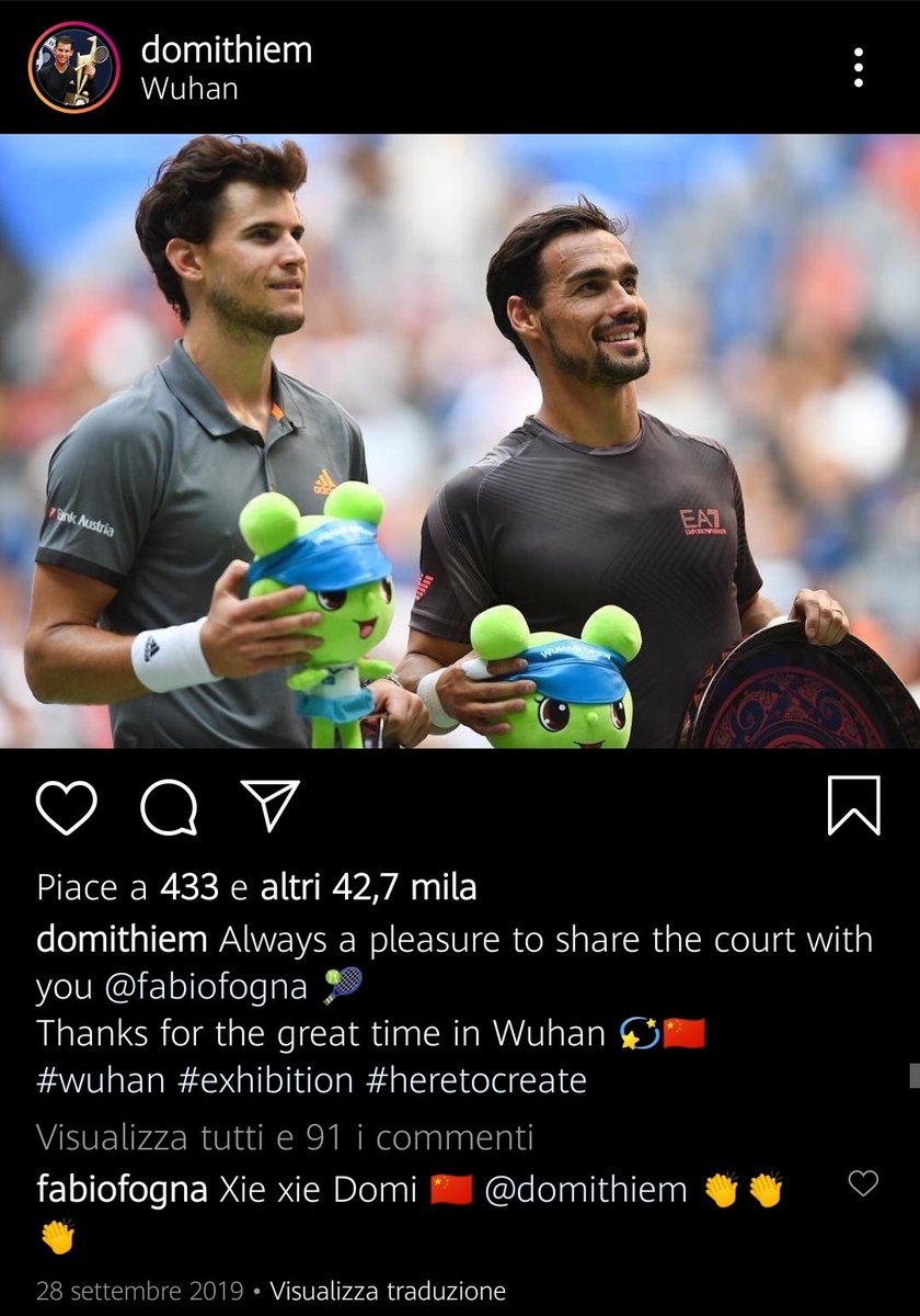 "Domi and I are good friends and we are ready to have fun on the field." Fabio Fognini said about their exhibition match in China, just few days after Laver Cup in Geneva, 