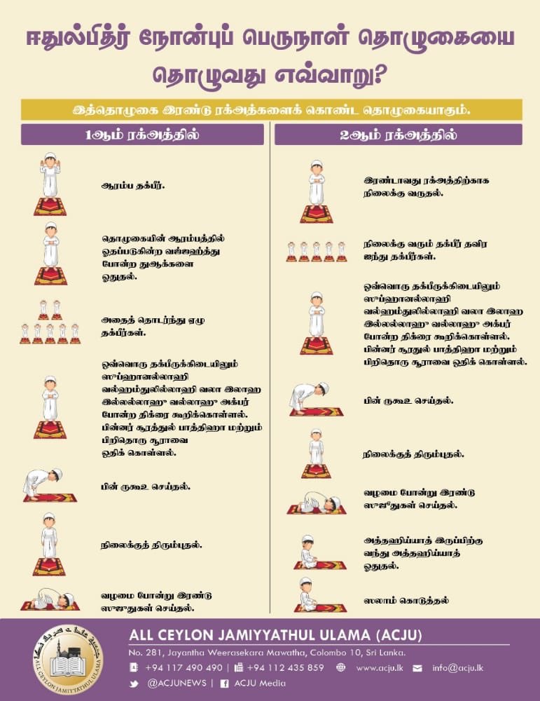 ACJUsms's tweet photo. HOW TO PERFORM EID-UL-FITR PRAYER?

#ACJU #lka #Eid_Prayer #Eid 
 🆂🆃🅰🆈🅷🅾🅼🅴 🆂🆃🅰🆈 🆂🅰🅵🅴 https://t.co/P5em5YSVCc