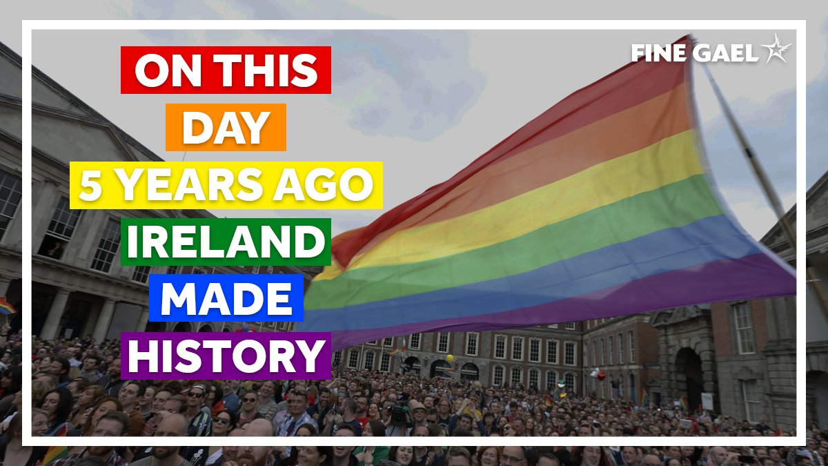 FineGael's tweet photo. On this day, five years ago, we gathered together with our friends and families to watch history being made. 🏳‍🌈 👏🏻👏🏻👏🏻

#MarRefMemories https://t.co/UyuRwbzeDS