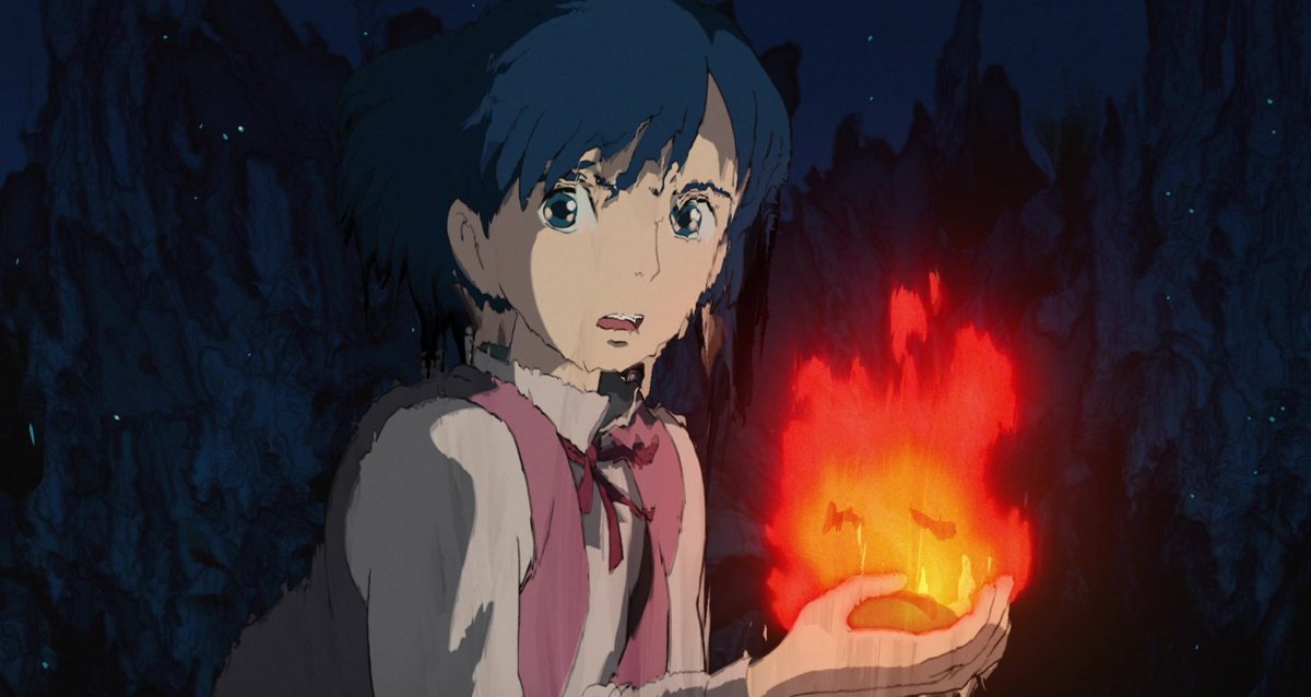 gen_ghibli's tweet photo. 🔍 Ese «búscame en el futuro» de Sophie, y la mirada distorsionada de Howl son claves en la película, y una magnífica solución de guion de Miyazaki: Howl no se encontró casualmente con Sophie al inicio, sino que fue a buscarla gracias a este salto temporal. #MaratónGhibli https://t.co/ABhJFaYs2z
