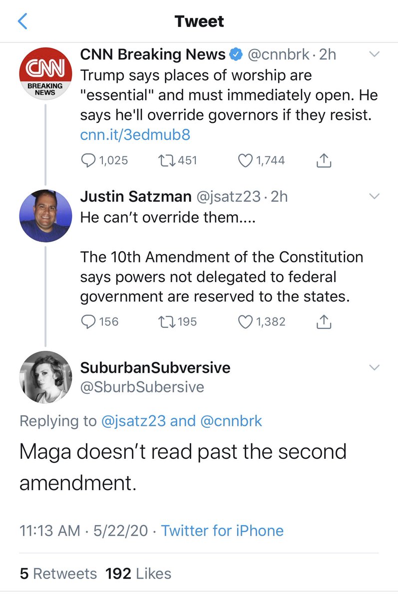 LOL sburb really thought she burned us there but you know what comes right *before* the 2nd Amendment? The First. Which grants Americans freedom to practice religion AND the right to peaceably assemble. OH OOPS. Guess maybe they should read a few amendments themselves.