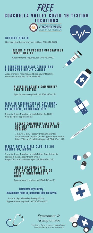 The Coachella Valley continues to do its part to respond to the COVID-19 pandemic. Now the focus has shifted to getting the Coachella Valley back open. Riverside County officials are encouraging everyone to get tested, as data will help o properly pace the our recovery.