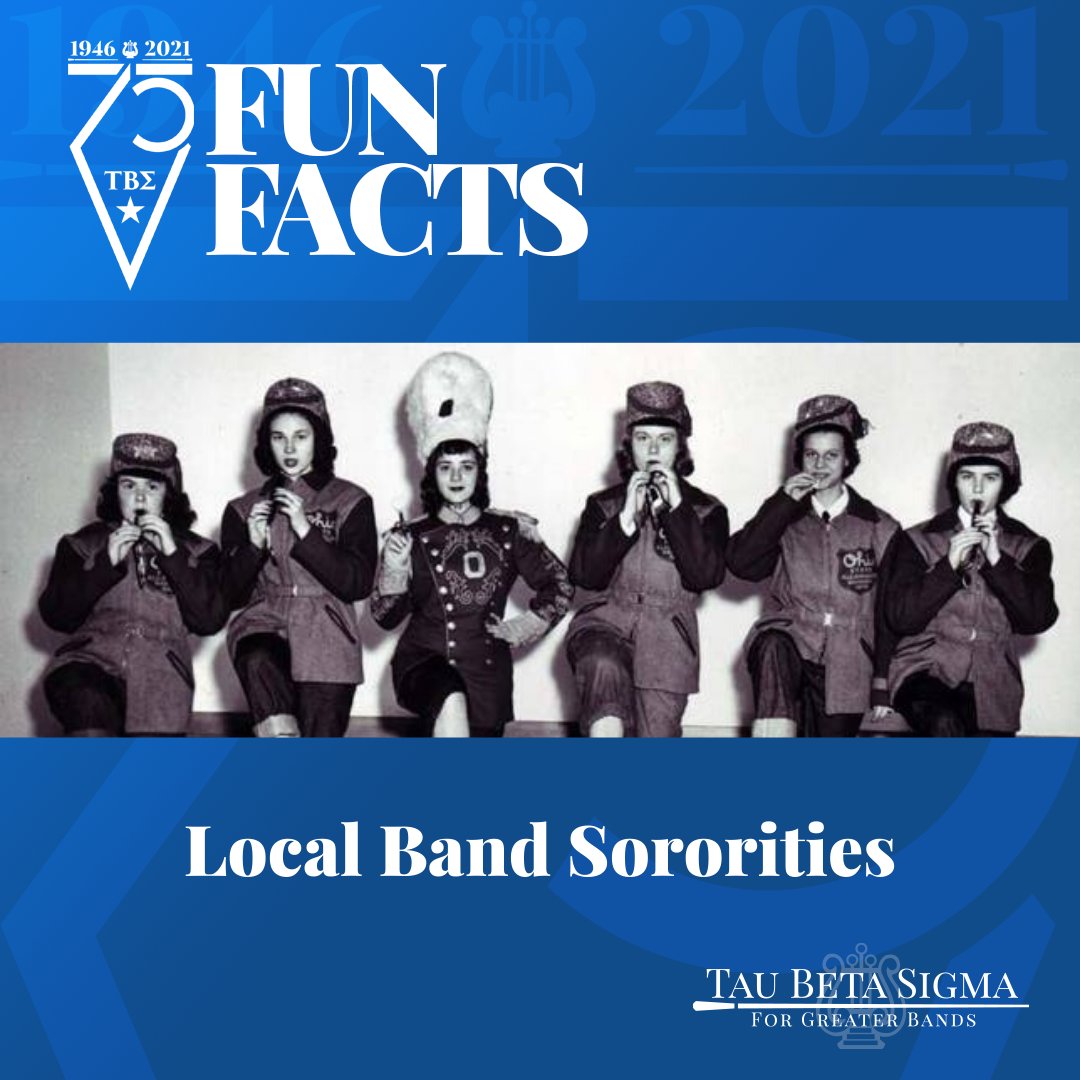 TauBetaSigma's tweet photo. As we near our 75th Anniversary, we will be sharing some fun facts about our wonderful organization.  

Did you know that before Tau Beta Sigma became incorporated, there were numerous other local band sororities at Colleges &amp; Universities across the country?  

#TBSFunFactFriday https://t.co/iwYpboFmLp
