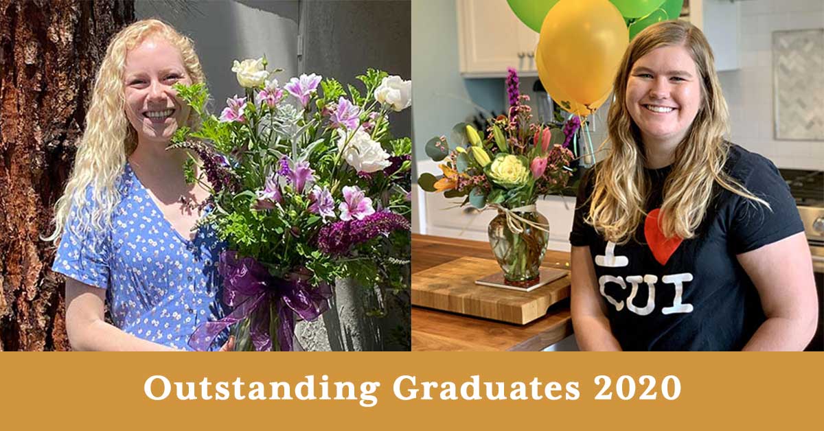 ConcordiaIrvine's tweet photo. Each year, one member of CUI's graduating class is honored as the Outstanding Senior. This year, two members of #CUIClassof2020 were chosen. Congratulations to Haley Babineau &amp; Maia Jorgensen! https://t.co/h5rGMK3fqt https://t.co/W5l68sO0uS