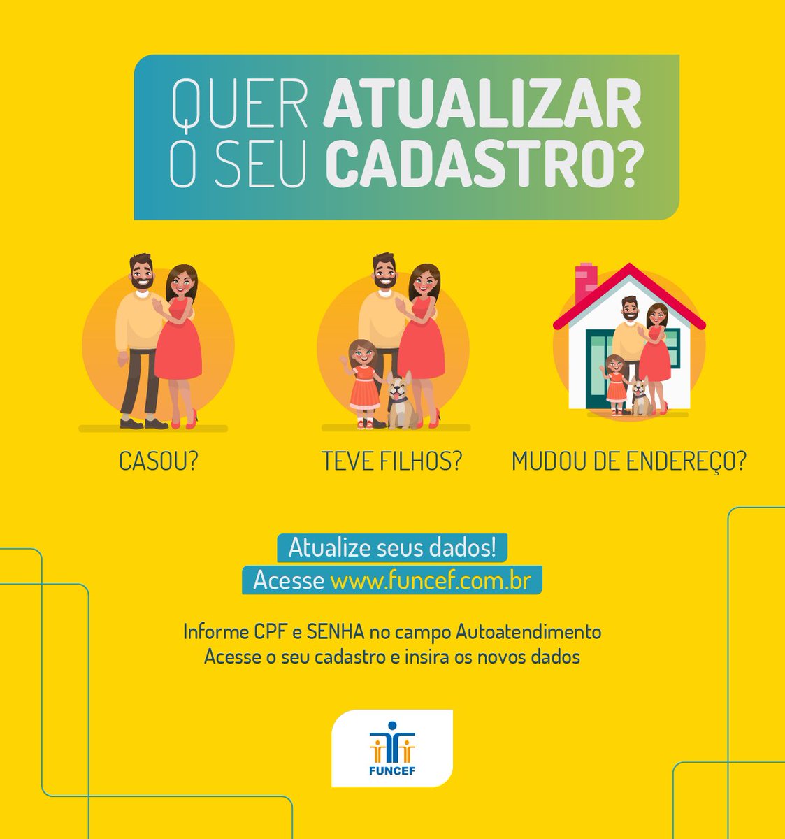 funcef_oficial's tweet photo. #AtendimentoFUNCEF | É sempre bom manter tudo atualizado, né? 🤓 E você pode fazer rapidinho pelo #Autoatendimento, tá bem? 😉 #FUNCEF https://t.co/JFknXNkgyg