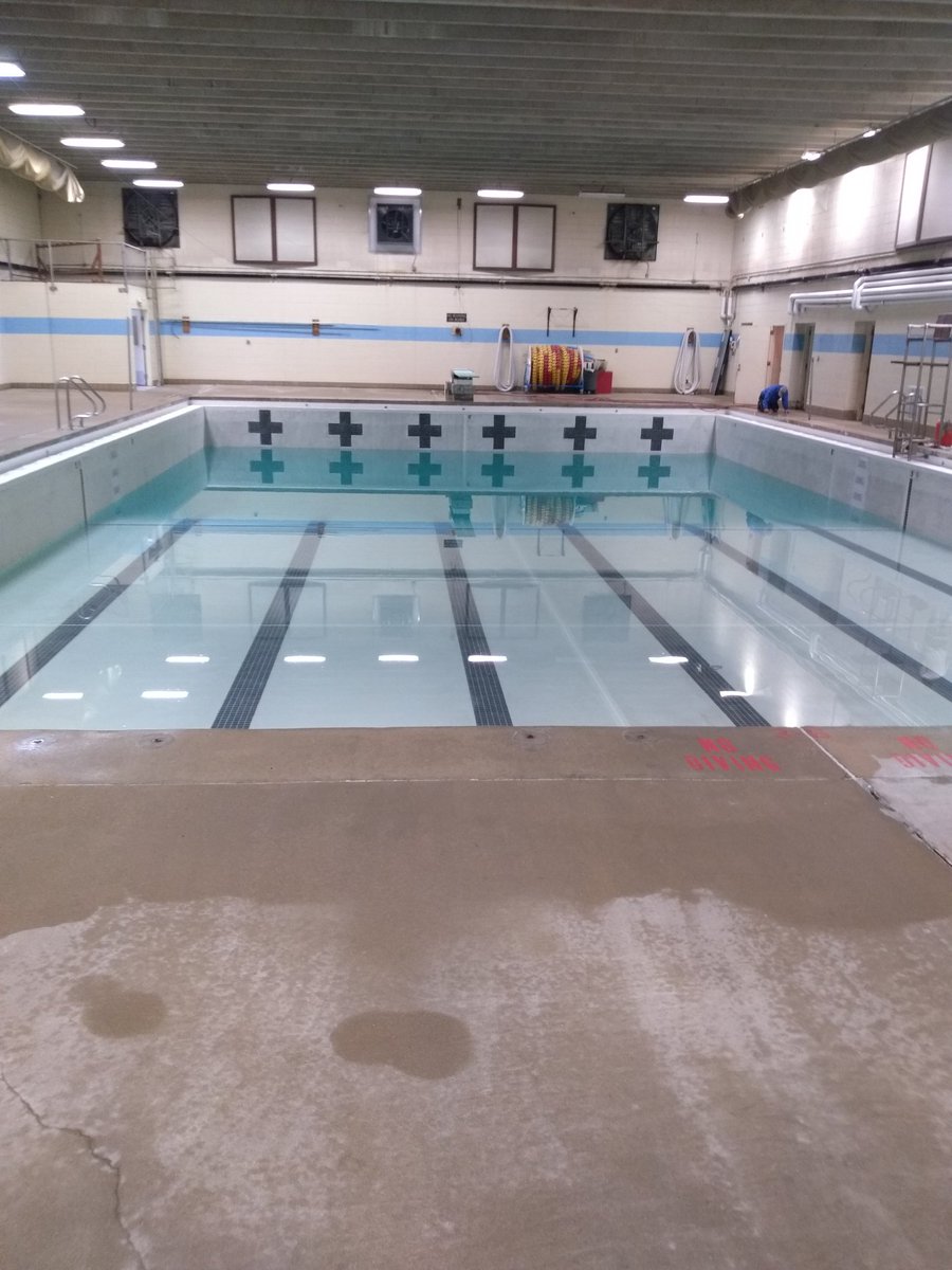 Our pool facelift is nearing completion! New lines and pool bottom complete. New starting blocks are up next.  Looking good!