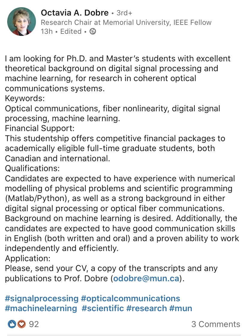 Axel_Djanni's tweet photo. #MachineLearning Challenge. Here are 02 great opportunities' a post doc and a PhD programme, to use both your #signalprocessing and Machine Learning skills. I will apply to both of them. Contact directly the person in charge 🔝😊. Good luck! https://t.co/6Bwv671ylg
