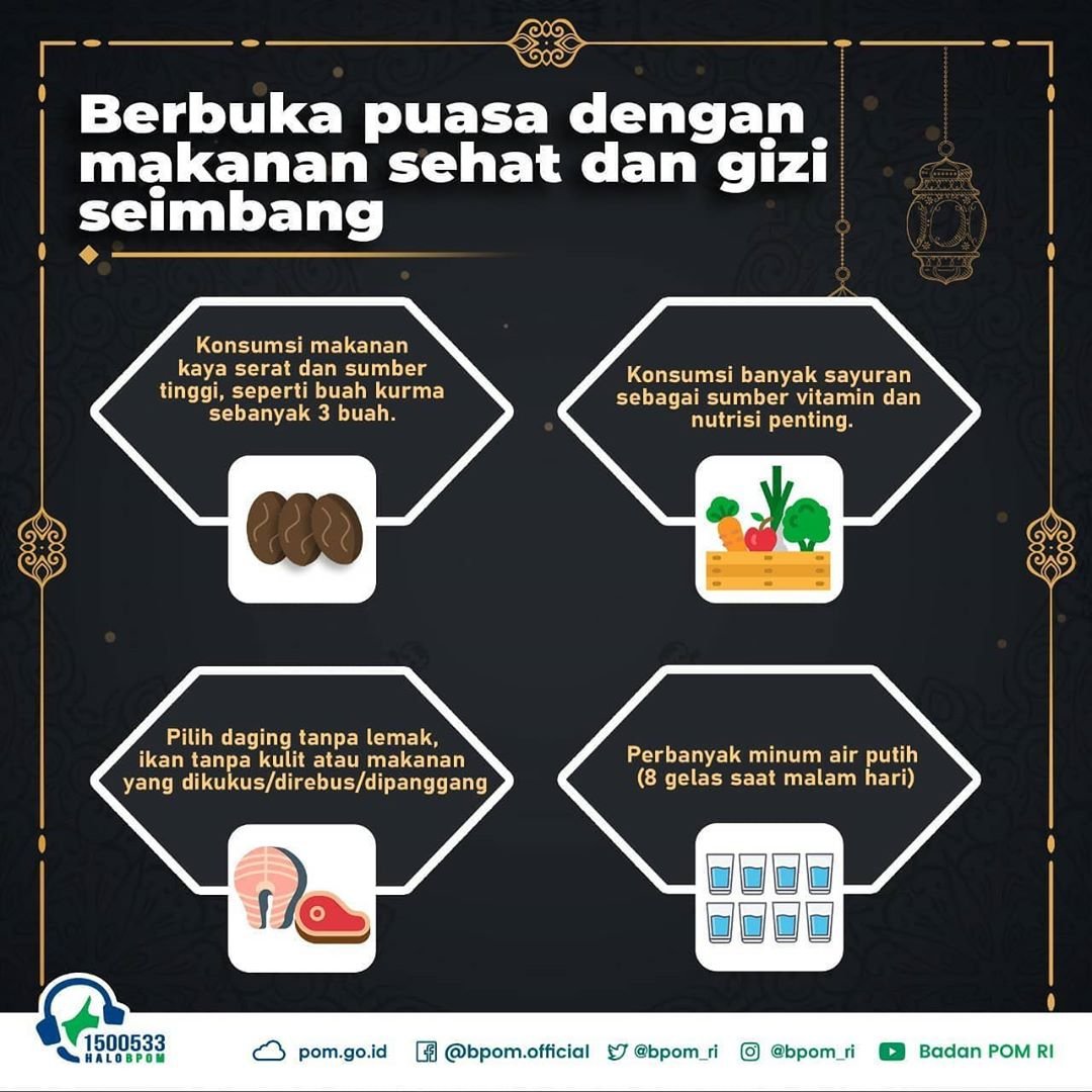 bpom_makassar's tweet photo. Hai #SahabatBPOM, udah hampir sampai di penghujung Ramadan nih, tapi tetap semangat kaaan puasanya....tetap perhatikan makanan yang kamu konsumsi saat sahur dan berbuka puasa ya.
.
.
#BPOMRI
#Ramadhan1441H
#TipsSahur
#HaloBPOM1500533
#SahabatBPOM https://t.co/myxUlezCJA