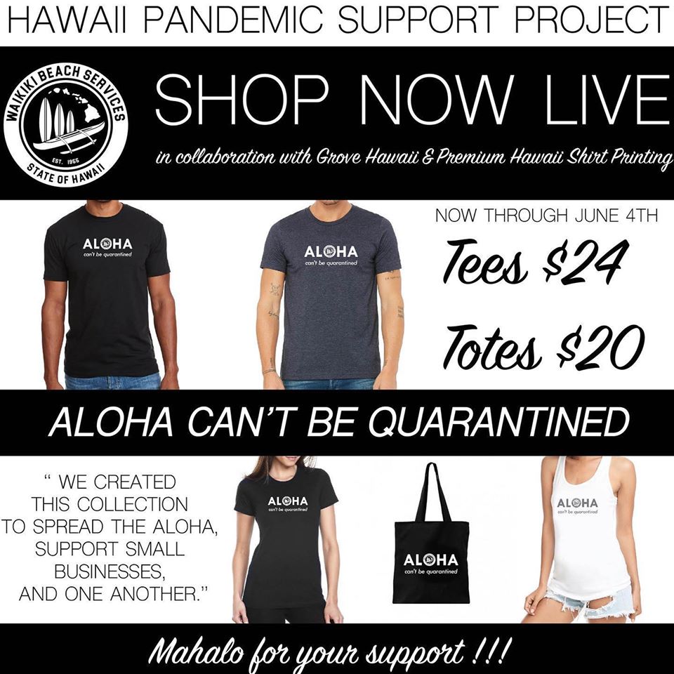 🏄🏽‍♂️🤙🏽Show your support for #WaikikiBeachServices, the longest running surf school in #WaikikiBeach! For every shirt sold, $12 goes directly to the business! Please #shoplocal shop-grove.com/collections/pa… 
#Aloha #Surf #Waikikibeachboys #WaikikiBeach #Surfers #Quarantine #OnlineShopping
