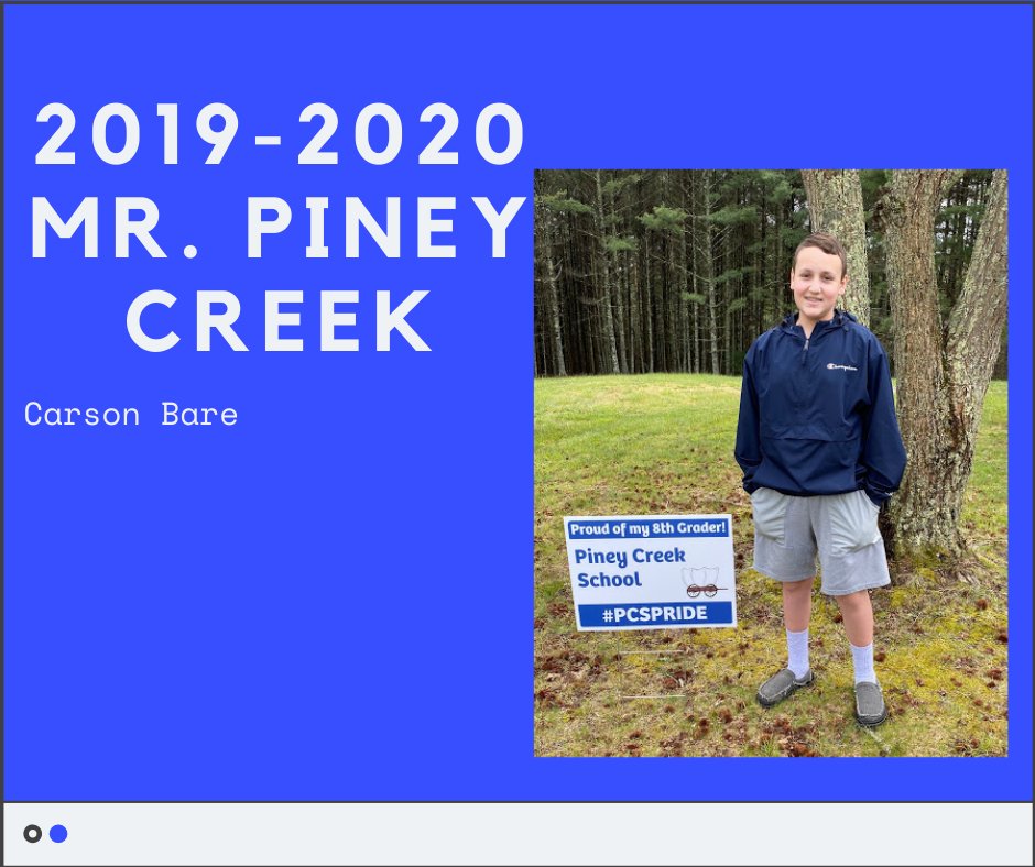 Congratulations 2019-2020 Mr. Piney Creek Carson Bare. #PCSPRIDE