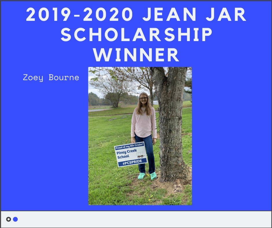 Congratulations 2019-2020 PCS Jean Jar Scholarship Winner Zoey Bourne. #PCSPRIDE