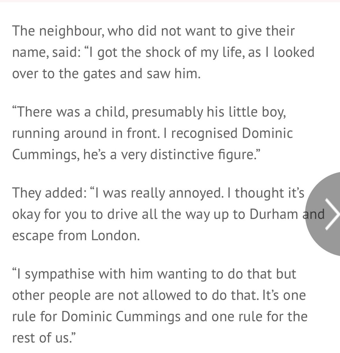 A neighbour saw Cummings in the garden of his parents’ property. This from  @PippaCrerar’s story.