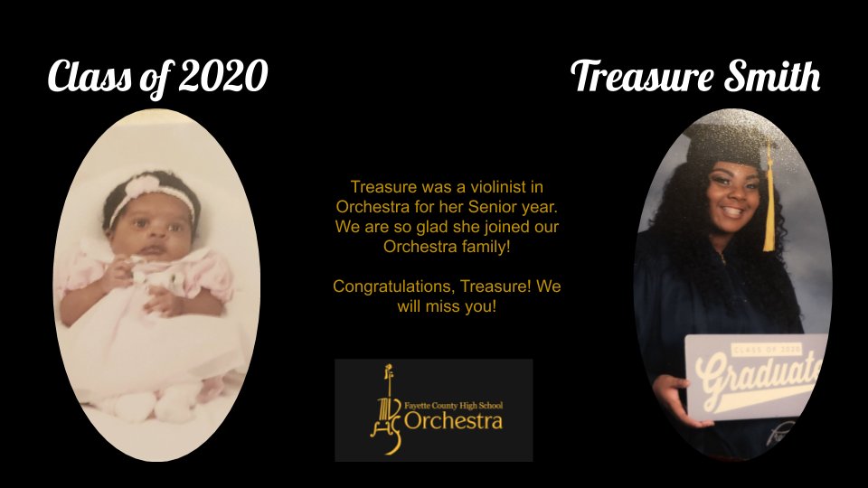 FCHSTigerOrch's tweet photo. Today's Senior Shout-Out is Treasure Smith! #WeAreFayette #ExcellenceInAllWeDo 
@FCHSTigers https://t.co/9MDxZwfTj0