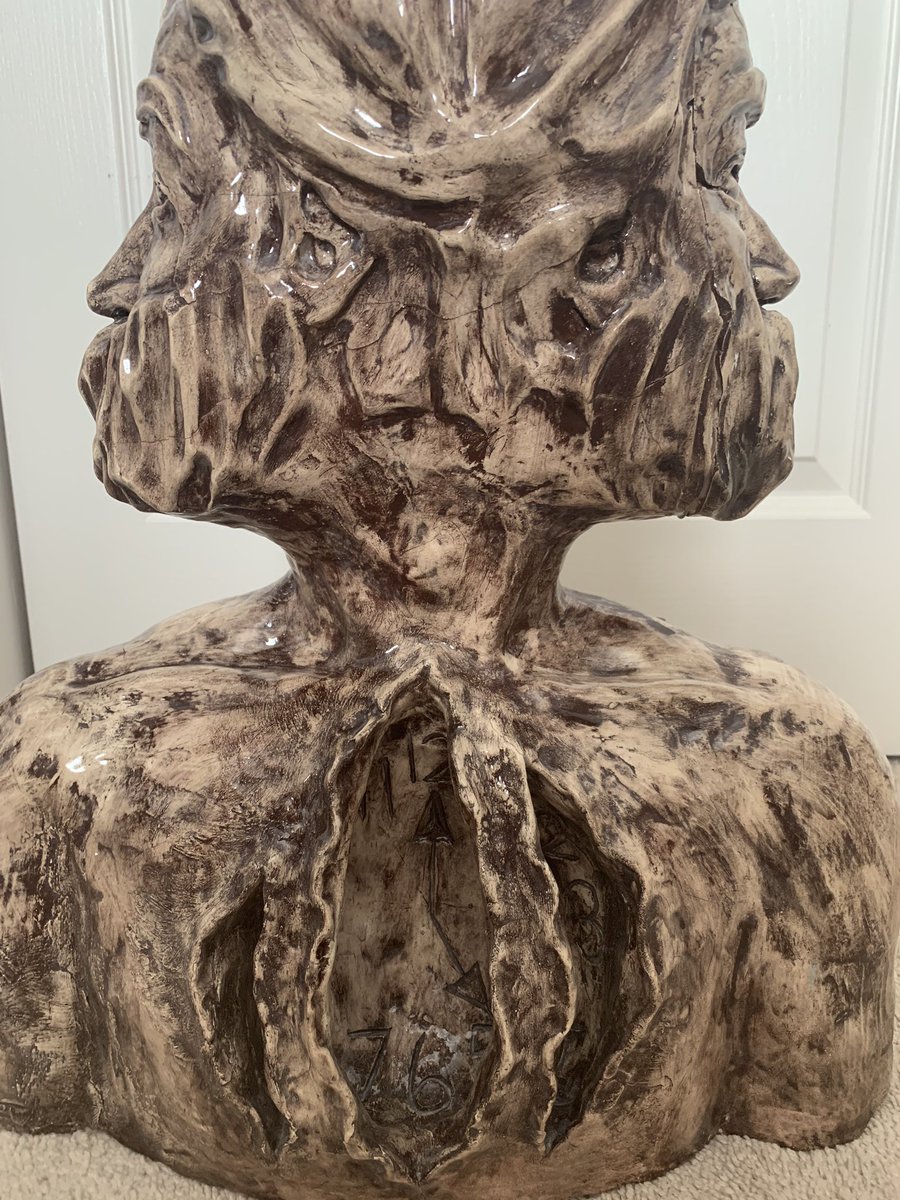 _GabrieLives's tweet photo. My brother is graduating this semester and brought home my senior year ceramics project from high school (made this beauty two years ago, and I’ll be 20 tomorrow 😳 I feel old). Fun fact though, I based each of the faces loosely off of @dicksp8jr and @RobBenedict! #spn https://t.co/LXGVE0ydT8