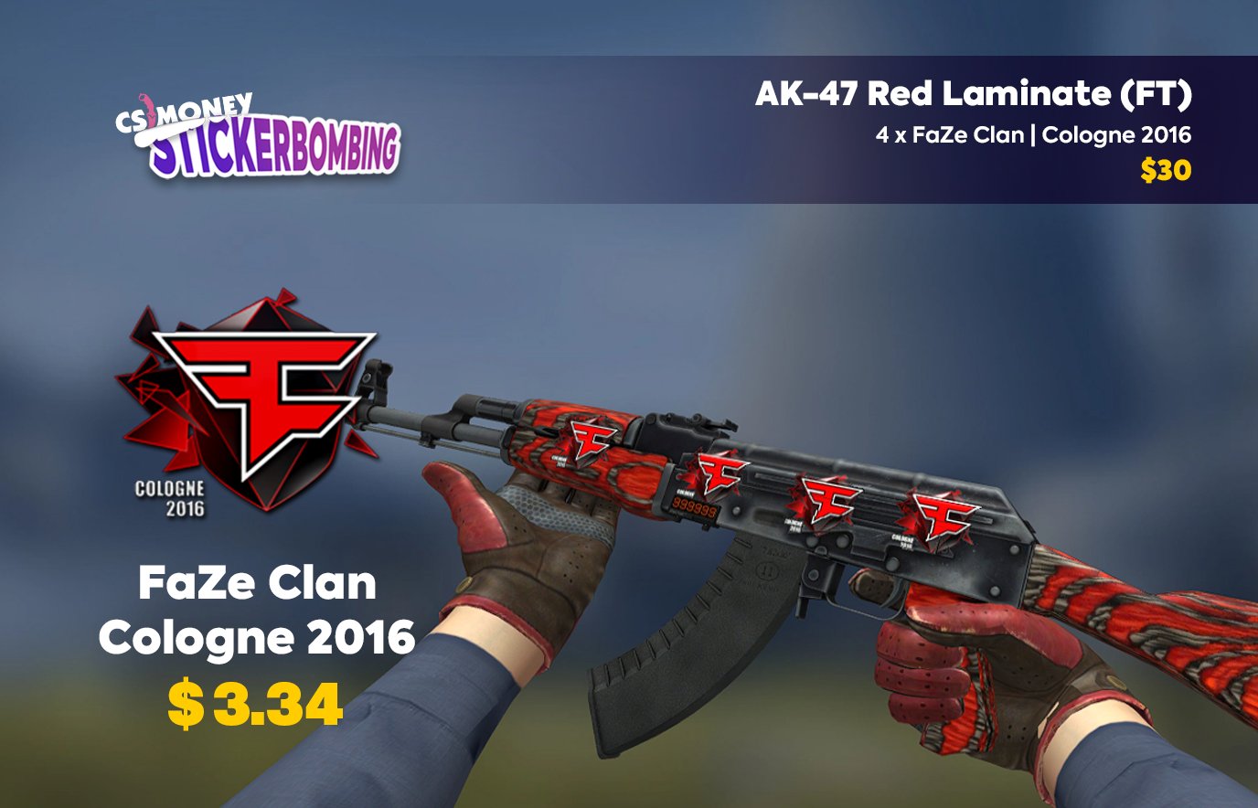 AK-47, Red Laminate + Red Stickers