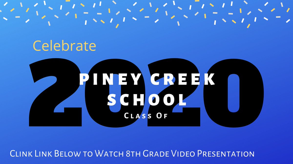 Please use the link to view our 8th Grade Video. Congratulations Pioneers. #PCSPRIDE

youtu.be/HN8Kd2IlwHQ