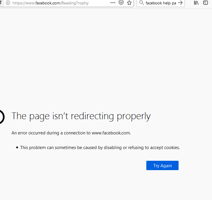 ReadingTrophy's tweet photo. @Facebook we can't log onto our page, we keep getting a message about a load problem, but our personal #Facebook works. Please help https://t.co/TLerotSkA1