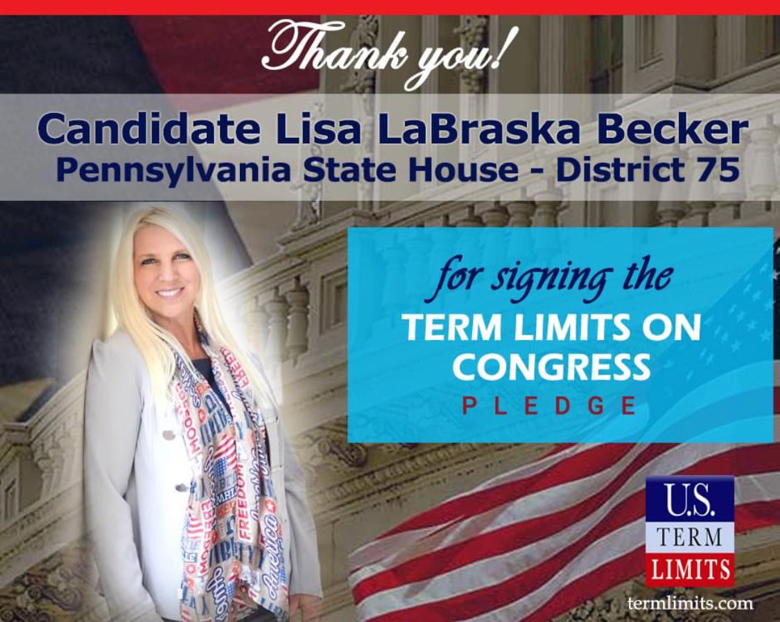 LisaBeckerPA's tweet photo. Lisa has signed the term limits on Congress pledge. By doing this, she wants to ensure that fresh new  voices in Harrisburg are heard. Thank you Lisa! https://t.co/OVfvRdHF6J
