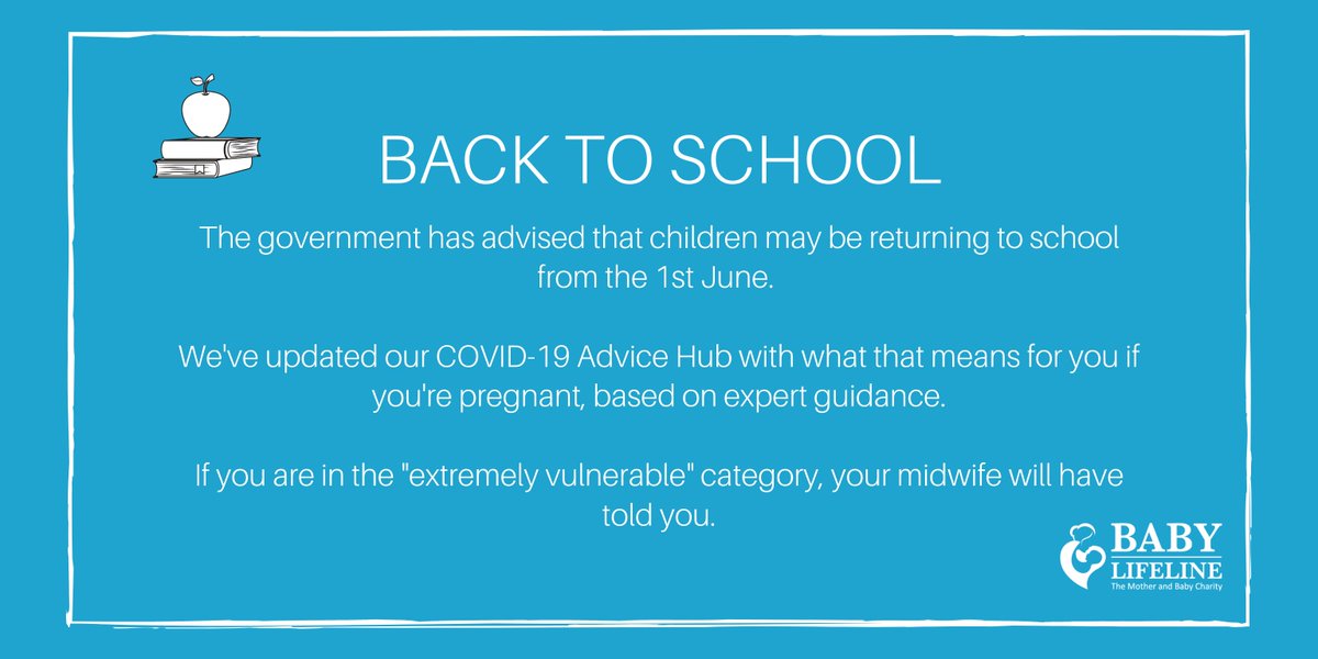 babylifeline's tweet photo. 📢 The government has advised that children may be returning to school from the 1st June. We've updated our easy-to-understand COVID-19 Advice Hub with what that means for pregnant women based on updates from @RCObsGyn, @RCPCHtweets &amp; @PHE_uk.

https://t.co/laK8nkrMp3

#covid19uk https://t.co/gNgTVy8nnF