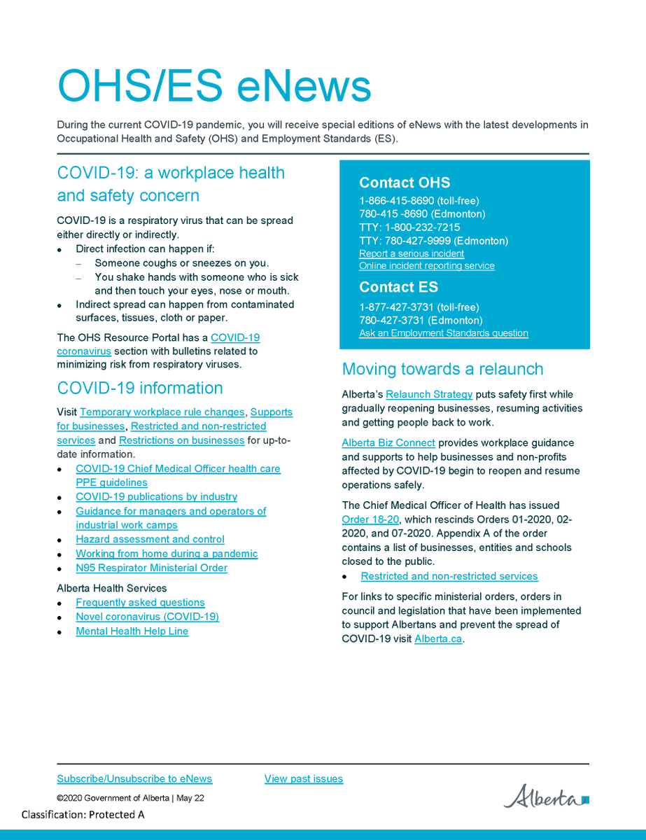 OfficialACSA's tweet photo. Today’s edition of OHS/ES eNews includes resources & information to help businesses & non-profits affected by COVID-19 begin to reopen operations #safely.
Subscribe here: https://t.co/Eqyov8lG9V #OHS #safetynews #healthandsafety #ABrelaunch https://t.co/AqdXH53n3o