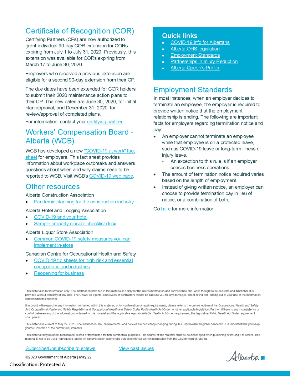 OfficialACSA's tweet photo. Today’s edition of OHS/ES eNews includes resources & information to help businesses & non-profits affected by COVID-19 begin to reopen operations #safely.
Subscribe here: https://t.co/Eqyov8lG9V #OHS #safetynews #healthandsafety #ABrelaunch https://t.co/AqdXH53n3o