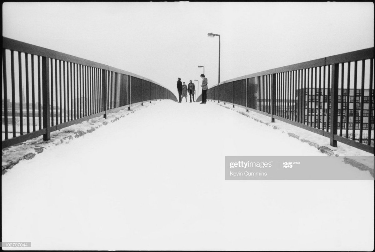 KCMANC's tweet photo. Then we went to Hulme. The idea was to have them looking south over the bridge - aspirational - looking to London for fame &amp; fortune etc. But when I got them in position &amp; was walking down to roadside it just looked perfect #TimsTwitterListeningParty @peterhook #UnknownPleasures https://t.co/5JW7hRcTNv