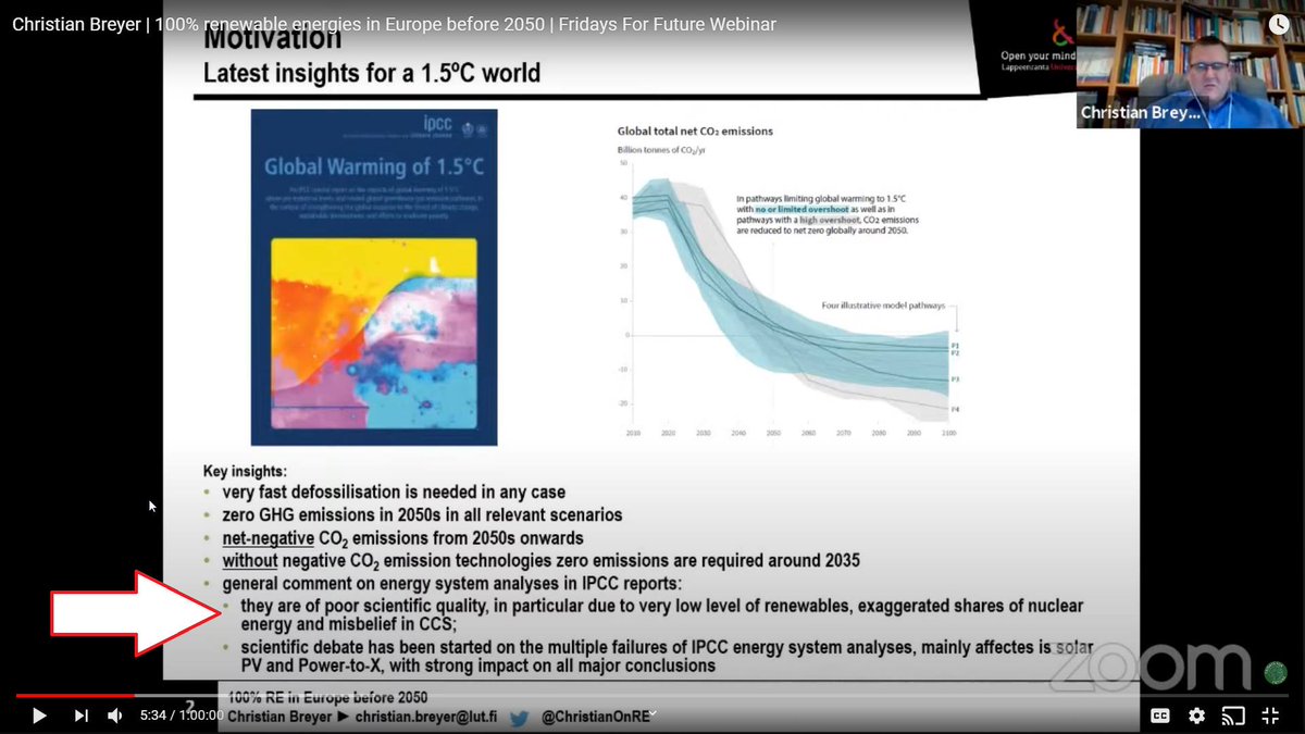 He then starts off by denigrating IPCC consensus, calling it "poor scientific quality", "exaggerating nuclear" and "misbelief in CCS".This is rather awkward start when talking to honest students who advocate to "listen to the science"...