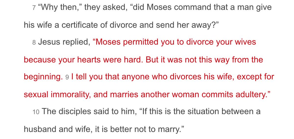 Context of marriage as well, a subject i've had to reduce my contribution on because of how commercialised the subject has become.Someone reached out to Jesus on the subject of divorce, and one part of his response puzzles me... 'In the beginning, it was not so'see attached.