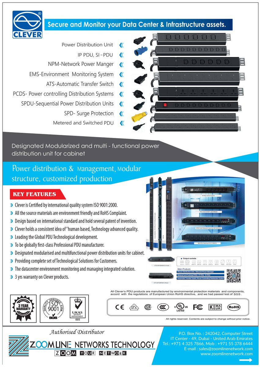 Zoomlinenetwork's tweet photo. 📌Clever #pdu - Secure and Monitor your #datacenter & #infrastructure assets.
#dcim #datacenters #datacenterworld #epdu #intelligentpdu #ipdu #smartpdu #missioncritical #pdu #powerdistributionunit #rackpower #rackcabinet #rackporn #technology #smarthome #accesscontrolsystem #epdu https://t.co/M4mm9nd8NN