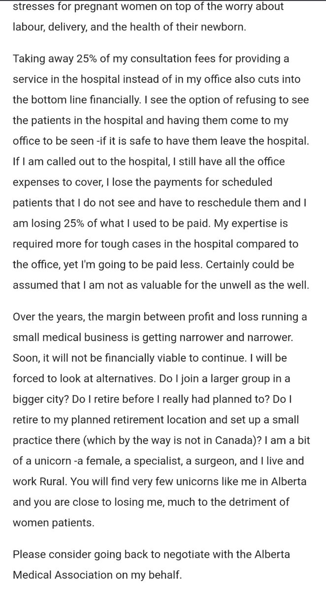 EZMSA2's tweet image. "I am a unicorn -a female, a specialist, a surgeon, and I live and work Rural. Very few unicorns like me in Alberta and you are close to losing me, much to the detriment of women patients."
- Dr. Karen Bailey

#Arbitration #killbill21
We need an agreement with @Albertadoctors
