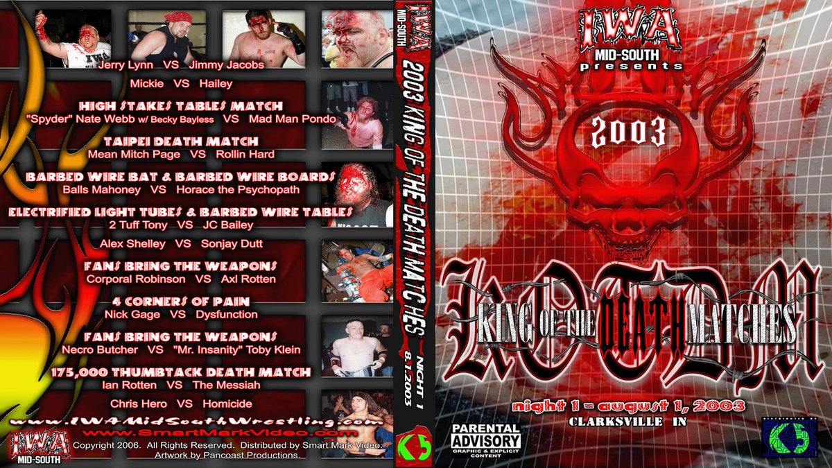 smartmarkvideo's tweet photo. Another #deathmatch weekend on @indiewrestling starts RIGHT NOW
@IWAMidSouth #KOTDM2003
https://t.co/E1UIW6UdL8 https://t.co/EDS1dGJw2j
