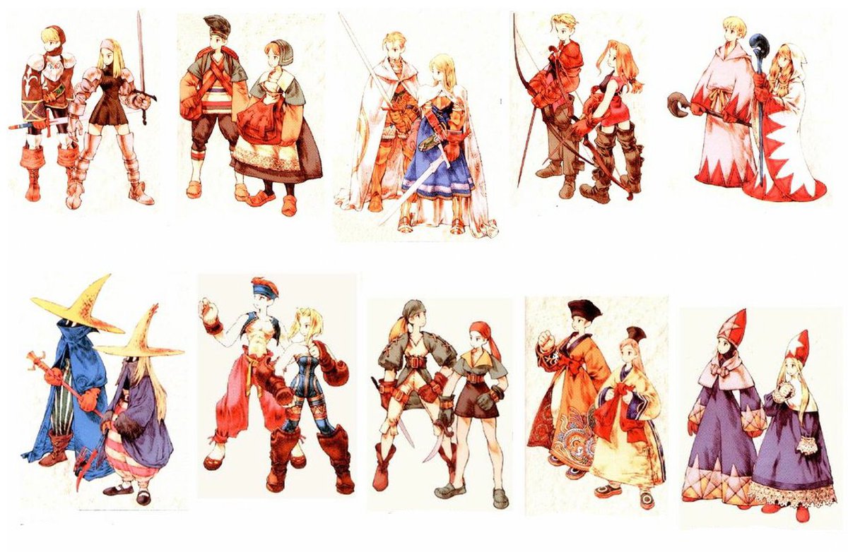 Talking about job designs in RPGs, nothing has done it for me like the ones in the FF tactics series. Simple, charming and so unique. Akihiko Yoshida and Ryoma Itoh are my GOATs