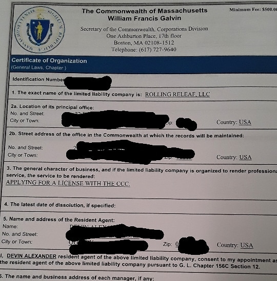 It's officially official !! The LLC has been formed. Rolling Releaf will be a Social Equity certified Adult Cannabis Delivery Service operating in Massachusetts!!!