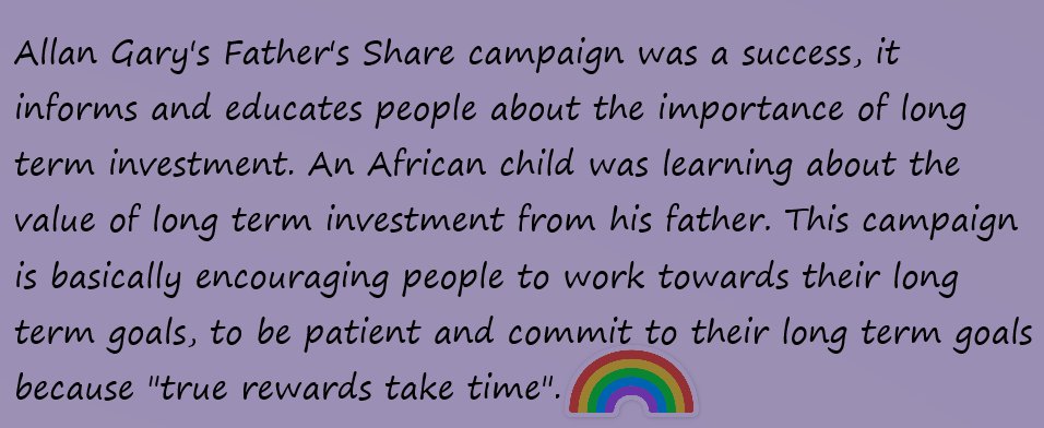 InkMedia4's tweet photo. #campaigns #Allangary Father's Share campaign #longterm investment https://t.co/6fB5TYJ4Li