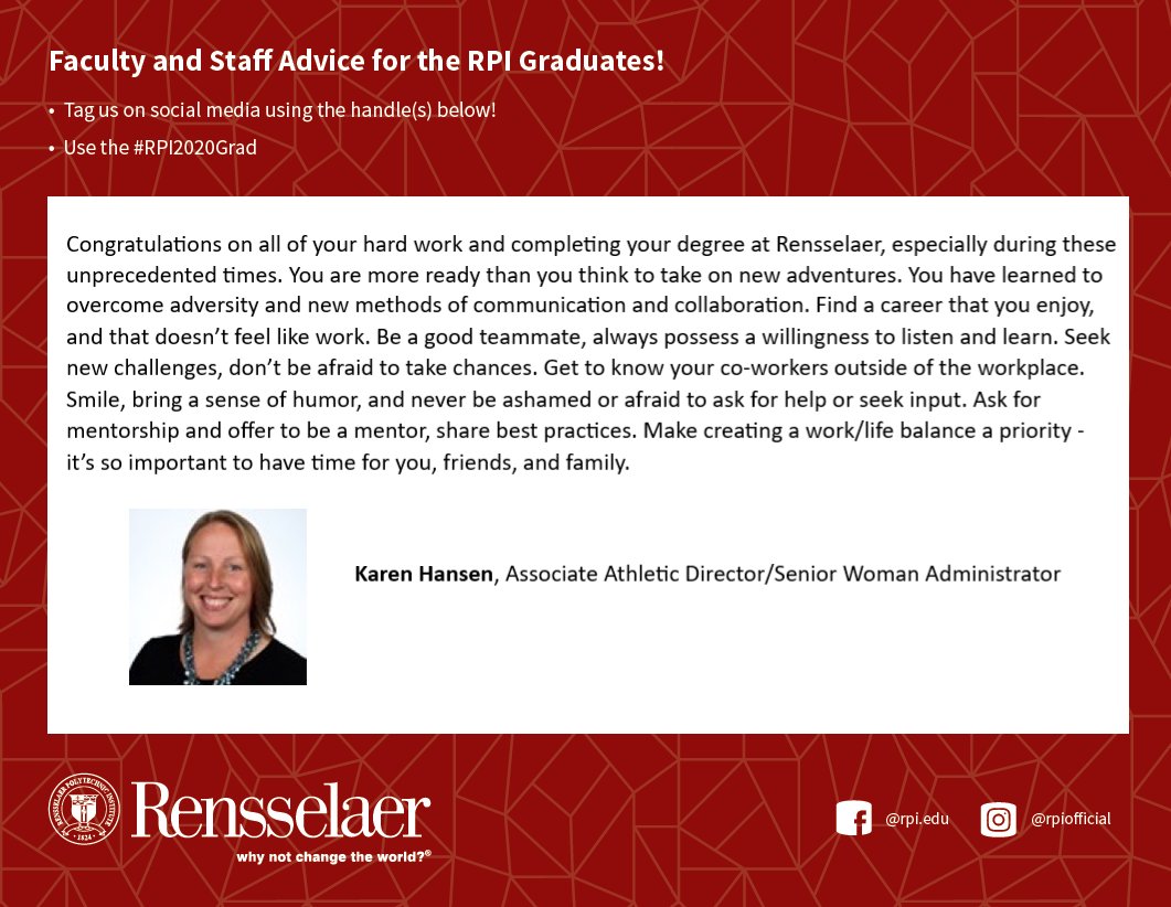 rpi's tweet image. Class of 2020, well-wishes from Karen Hansen and Sachi Vines from #RPI Athletics! #RPI2020Grad