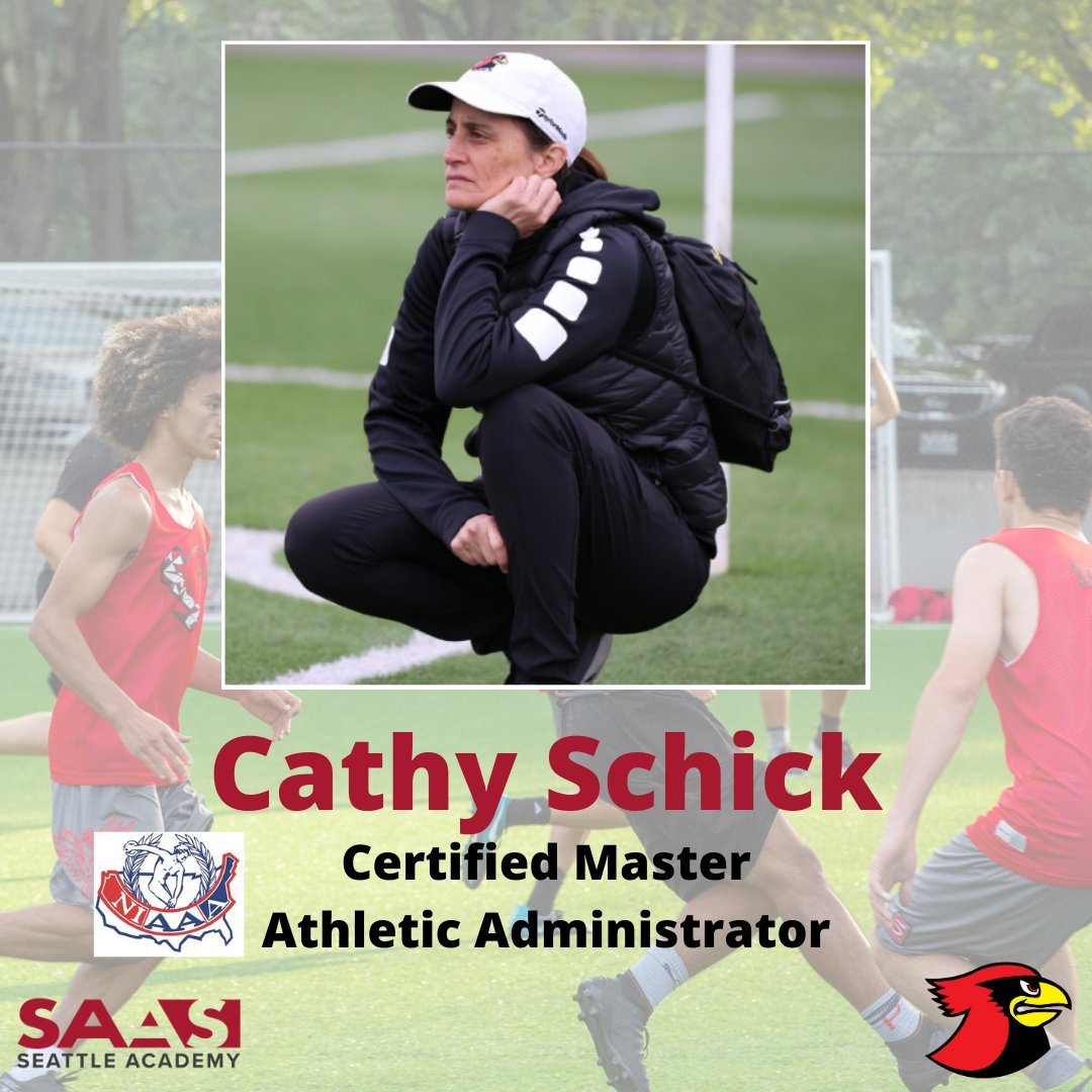 SeattleAcademy's tweet image. Congratulations to @SAASCardinals Athletic Director Cathy Schick's recent @NIAAA9100 Certified Master Athletic Administrator. Cathy joins a very elite group of interscholastic athletic administrators nationwide to attain this level of professionalism. @wiaawa