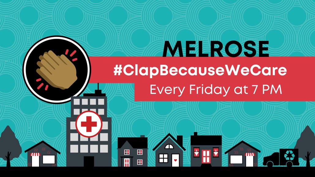 In 15 mins! Let's take 3 minutes together to cheer again for our health care workers, maintenance, & essential administrative hospital staff, first responders, grocery store employees, delivery drivers, first responders & more who keep us safe.

#ClapBecauseWeCare
