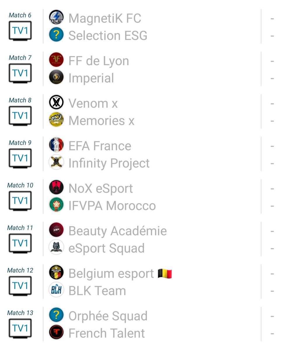 MoonTournament's tweet photo. Voila le tableau des 16 équipes qualifier pour les 1/8 de finale demain 🔥🏆
@MagnetiKFC @FFDeLyon @ImPeRiaL_FCL @VenomX_Club_Pro @Memoriesxcp @EFA_FR @inFinity_Prjt @Team_NoX_ @iFVPA_EFA_MAROC @esport_squad @VPLBelgiumX1_NT @BLKTEAM97 @OrpheeSquad @French_talent_ https://t.co/McoeeMXGjW