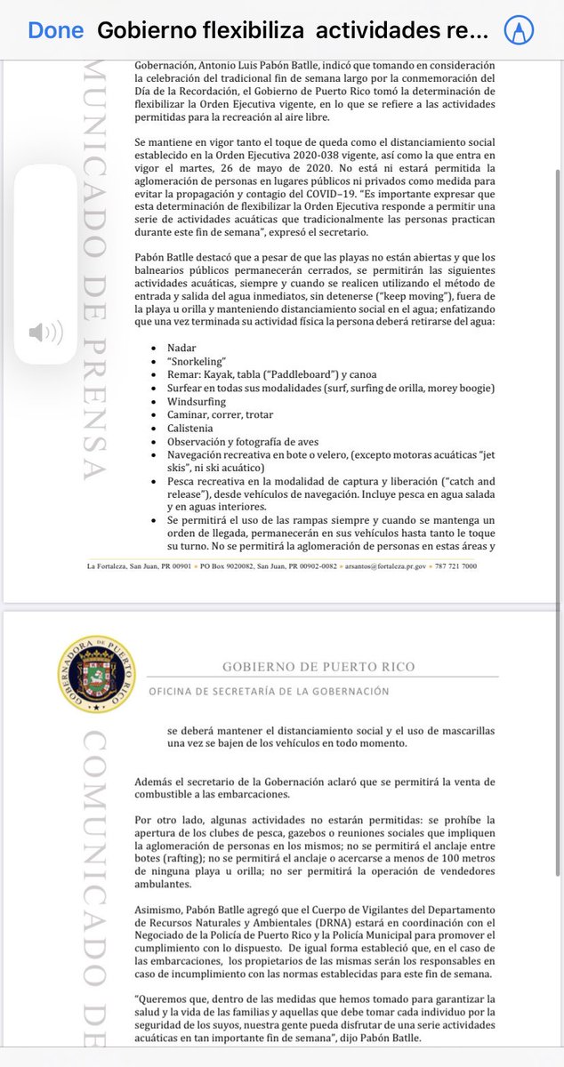 LaSafaeraPR's tweet photo. Lista de actividades que se pueden hacer desde hoy en adelante de 5am a 7pm. La fecha original era el 26 de mayo. https://t.co/Q7iCKTpLJi