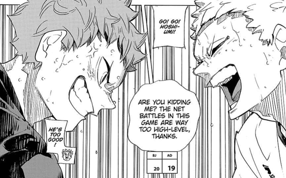 borrowing a line from @/kitakitsune's thread, this was hoshiumi's "answer" to hinata. that he too, has found his way facing the same block. +