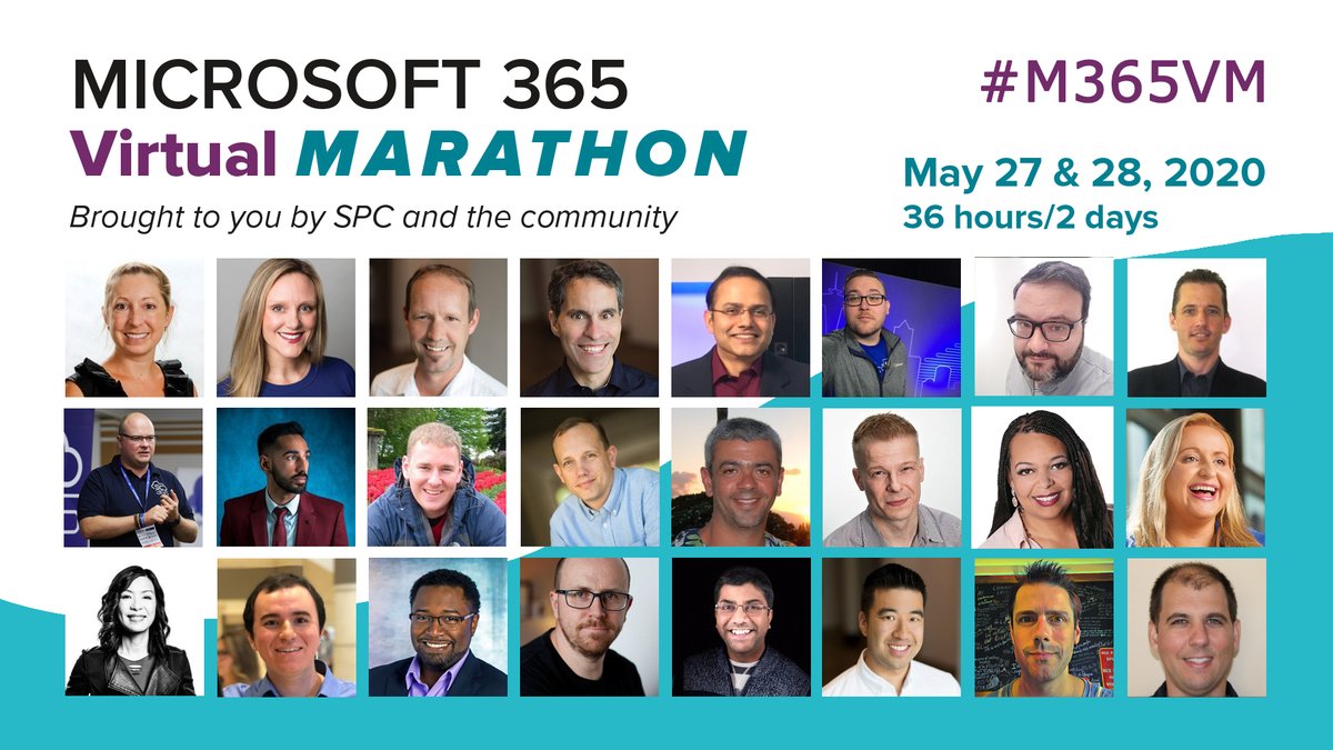 Next week, join your favorite community &amp; Microsoft speakers at the Microsoft 365 Virtual Marathon | #M365VM

This all inclusive global, tech training event is FREE for you right from the comfort of your home or business.

Learn more &amp; register here: bit.ly/Microsoft365VM