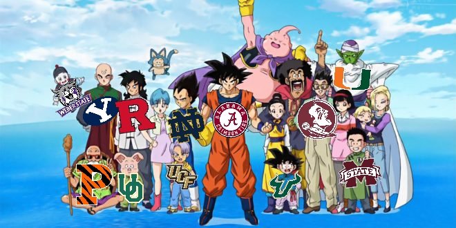DragonBall Z/Super Characters as College Football Programs.Yes, I know it's super nerdy but I went ahead and paired (poorly) a DBZ Warrior with a relatable college football team.A Thread (1/?)