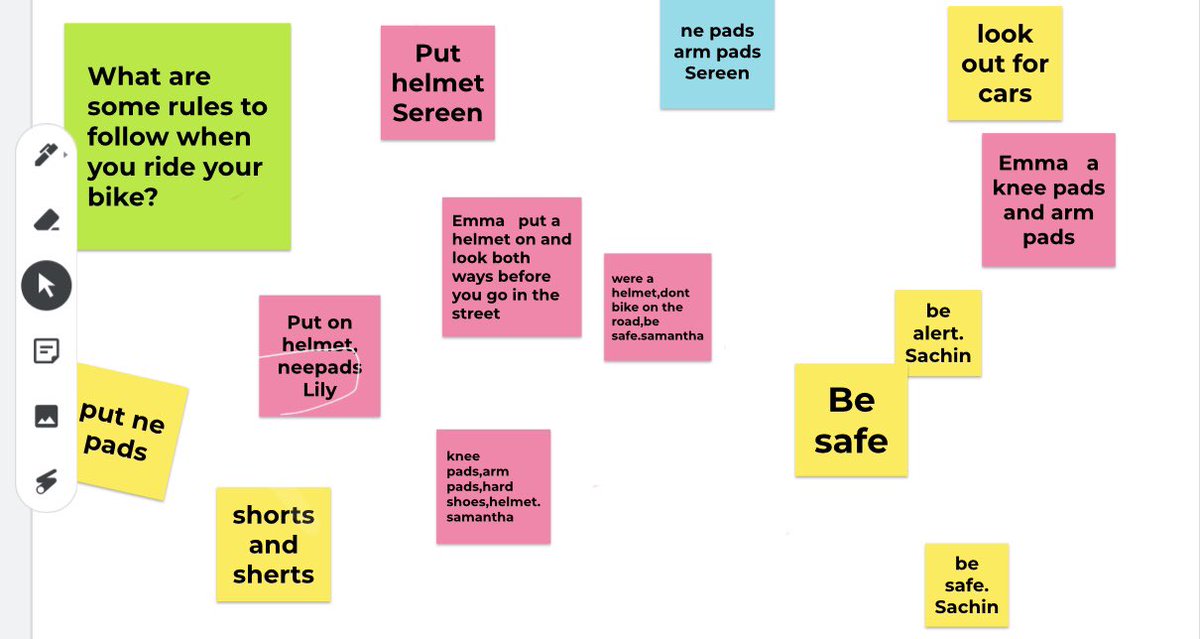 cela_mendoza's tweet photo. Bike Safety this week in class. @JamboardM was a great interactive way to check their knowledge. As you can see some of them like organization and others like to be more creative #bikesafety #spes #pbcPE #beyou #interactivelearning https://t.co/woMrFrvpCG